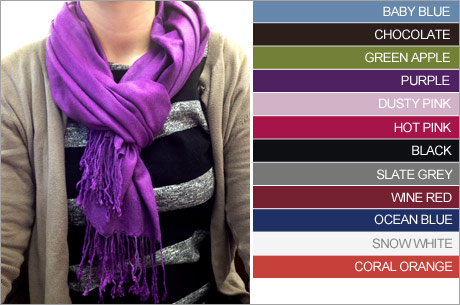 $7 for a pashmina scarf — 12 color options available!